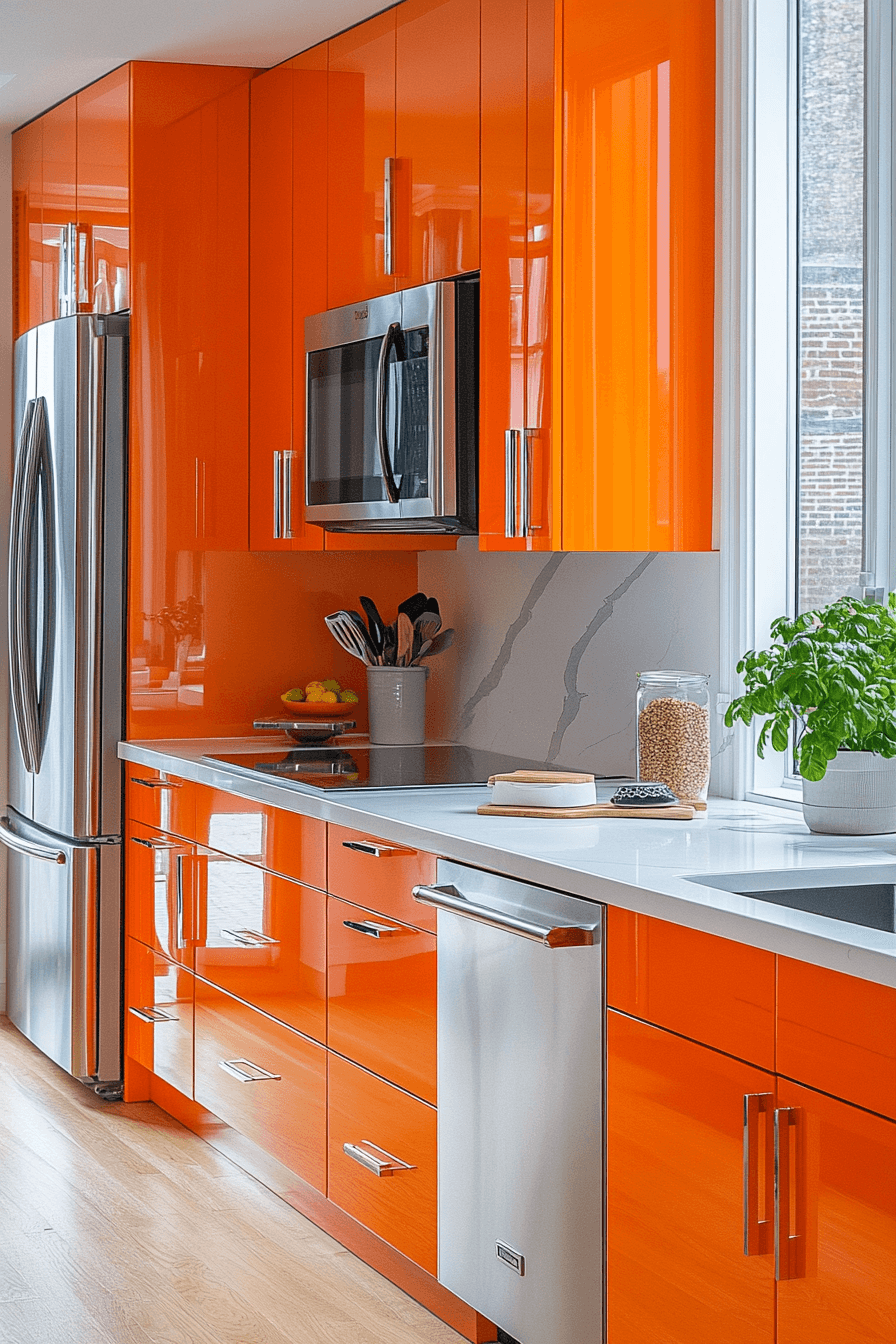 orange kitchen cabinets