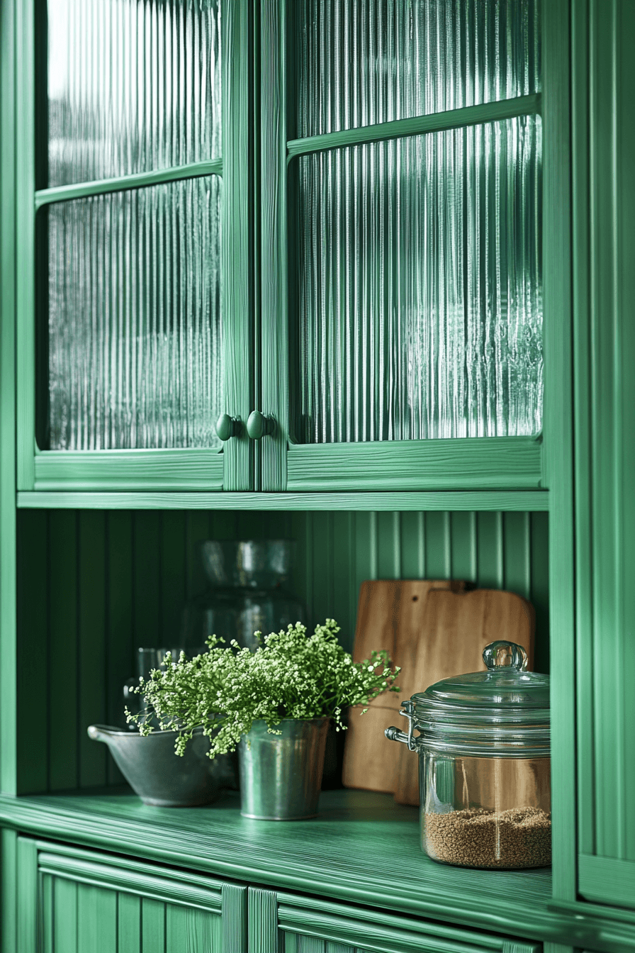 fluted glass kitchen cabinets