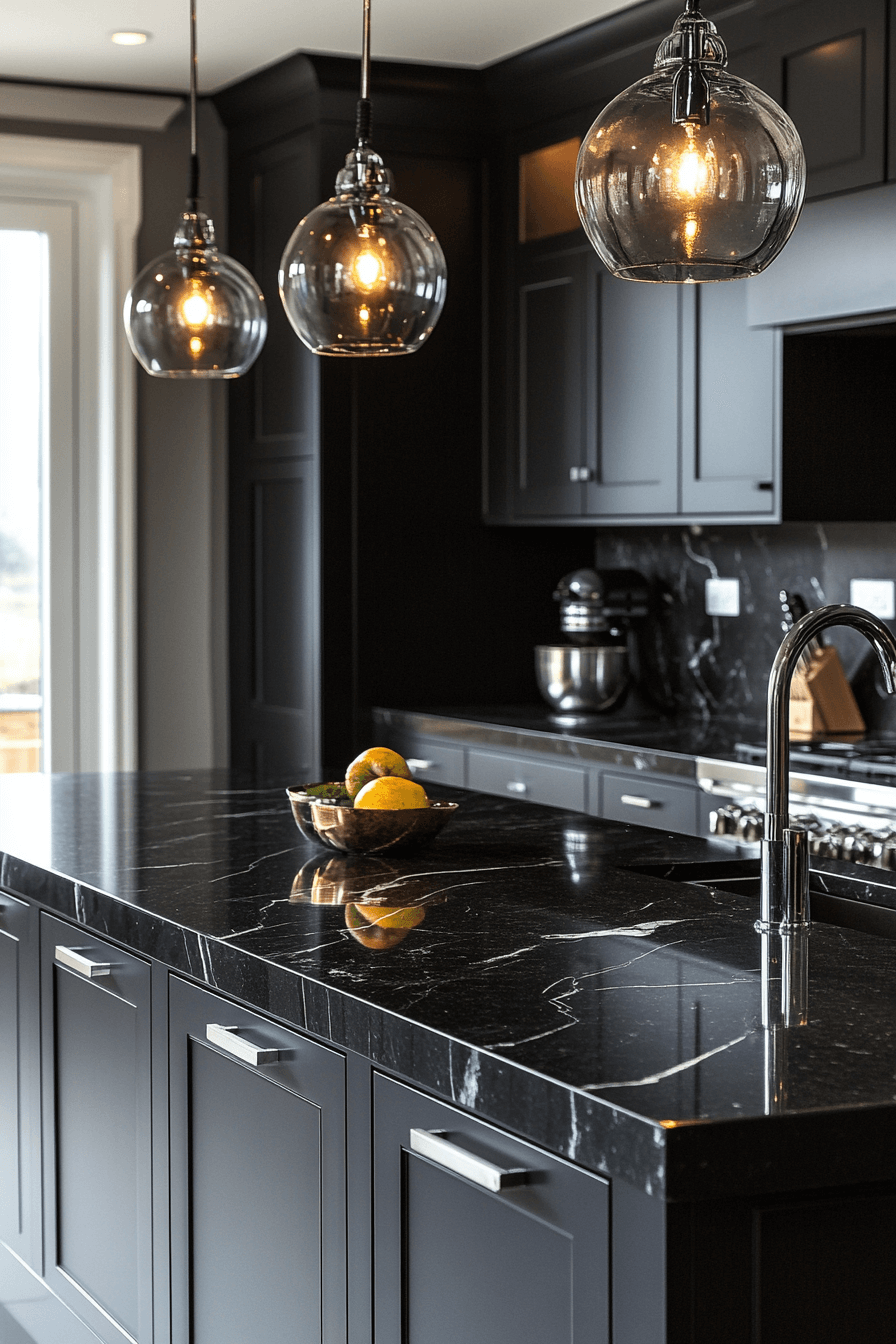 black quartz countertops