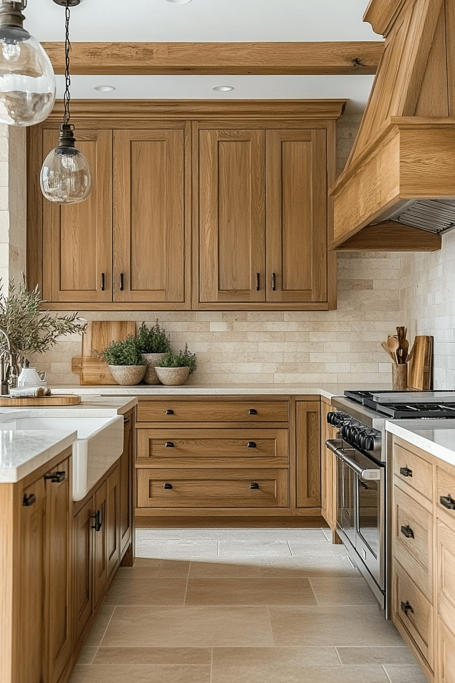 warm wood kitchen cabinets