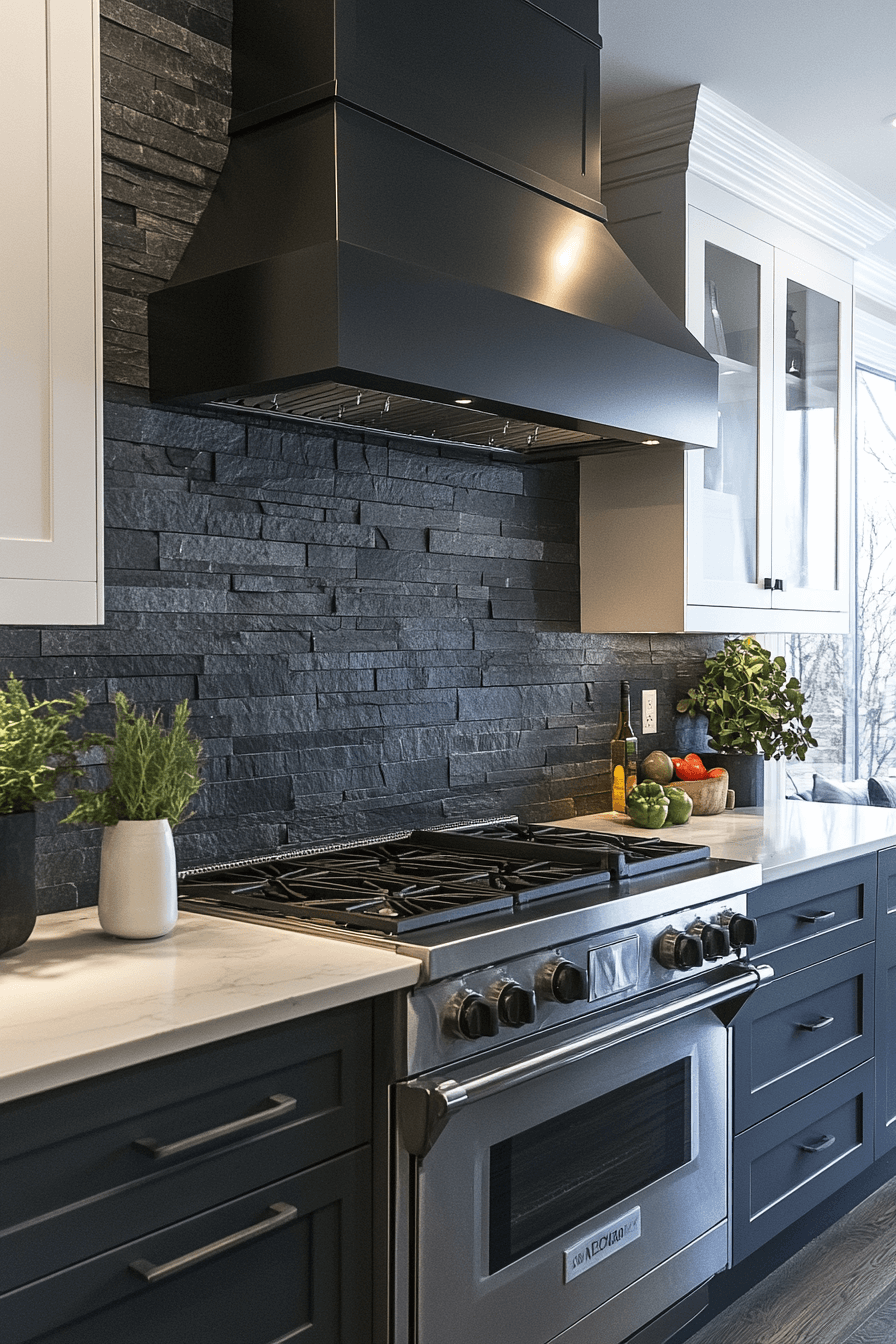 stone backsplash kitchen