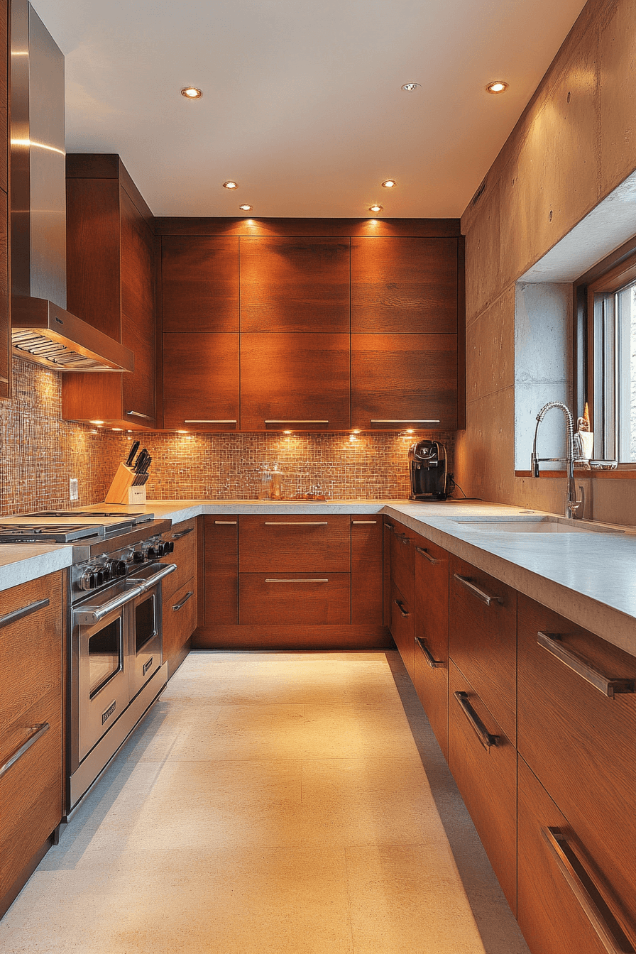 dark stained kitchen cabinets