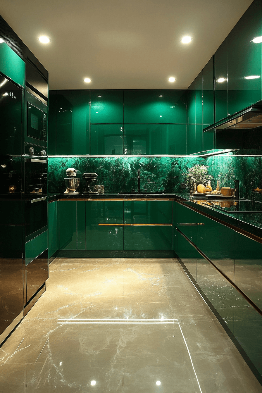emerald green kitchen cabinets
