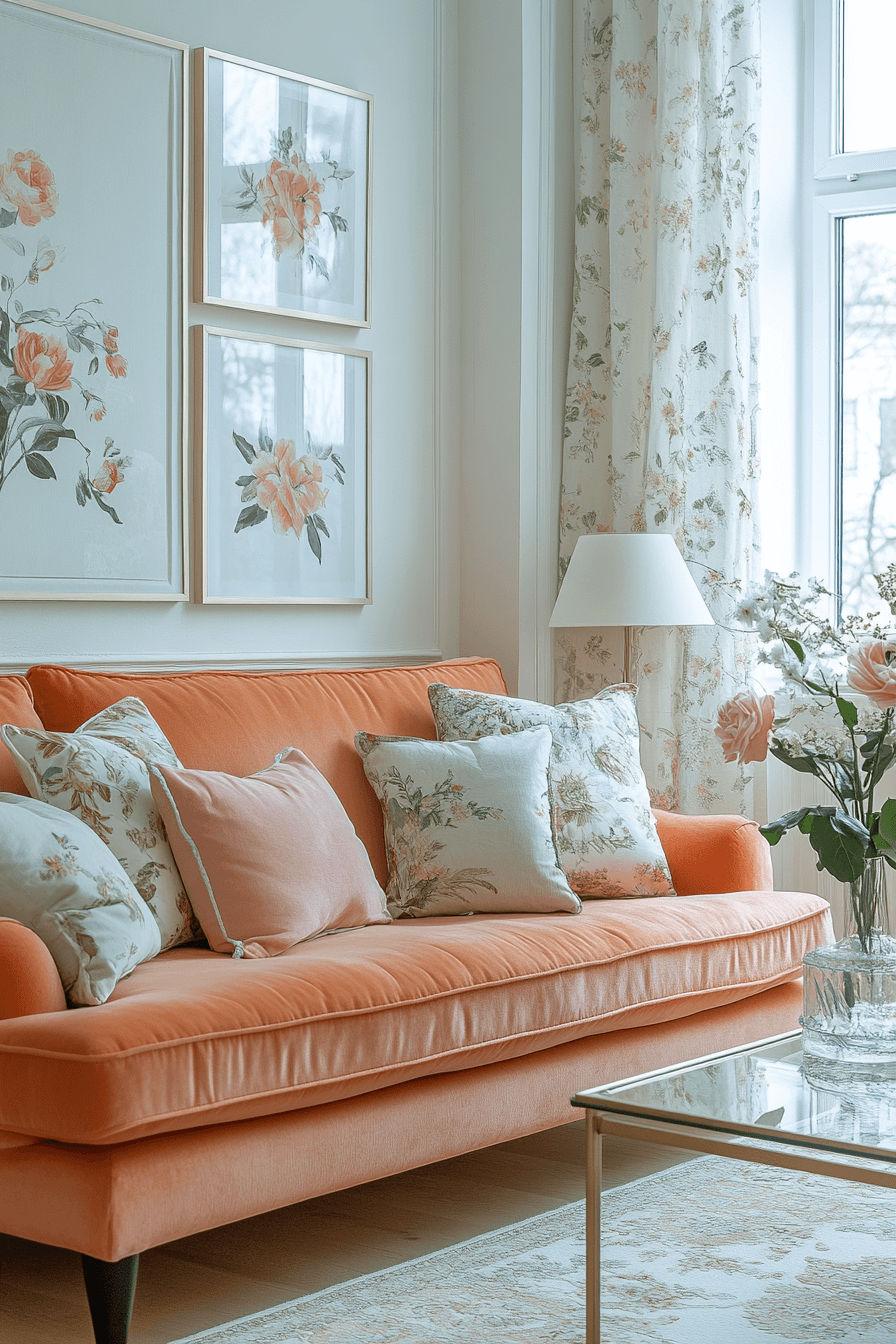 orange couch living room