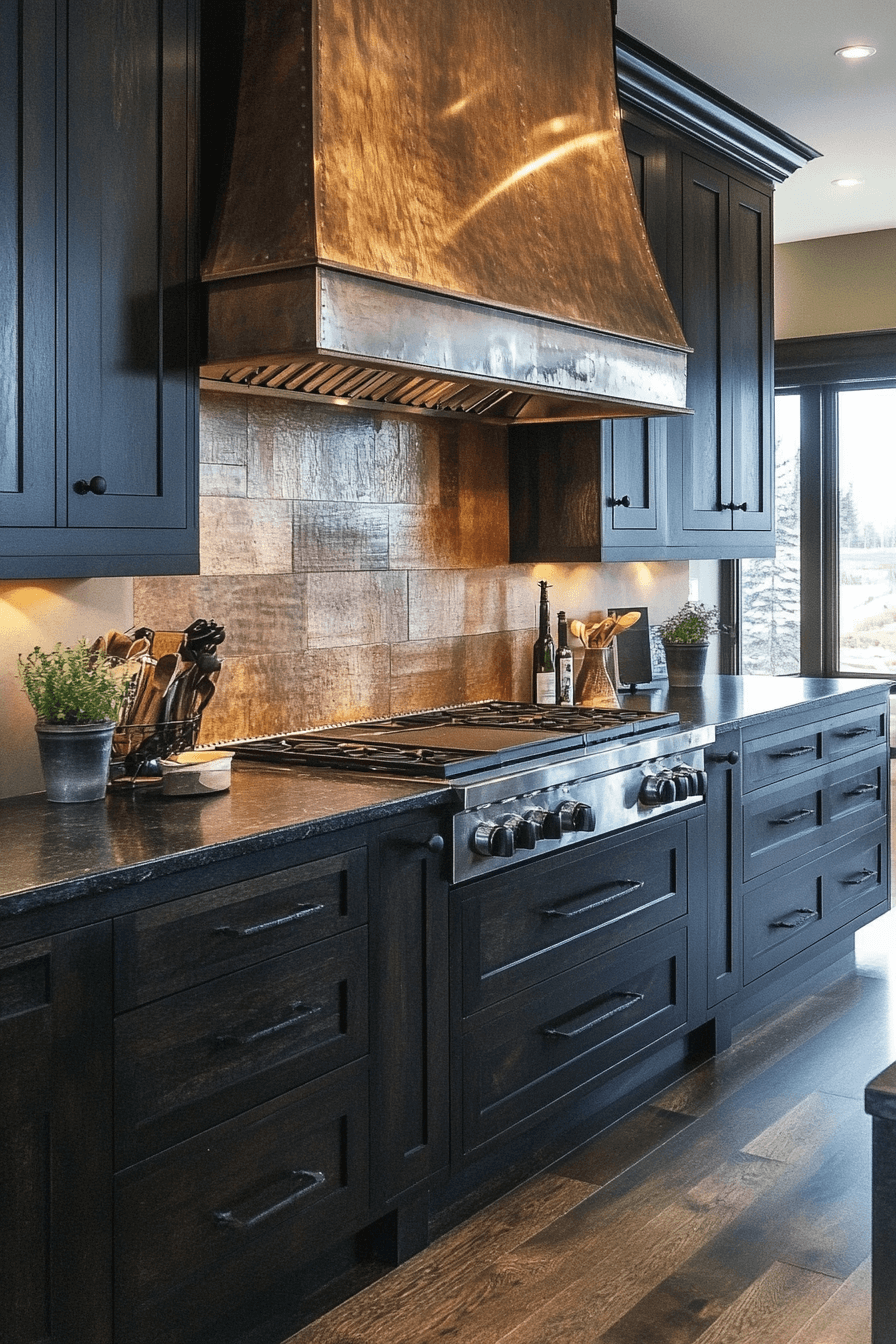 dark stained kitchen cabinets