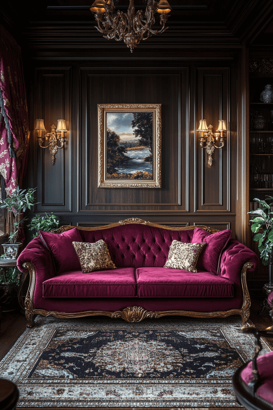 burgundy couch living room