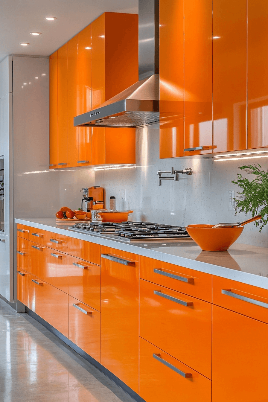 orange kitchen cabinets