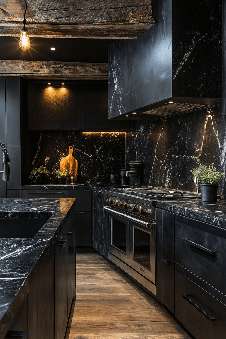 black granite countertops kitchen