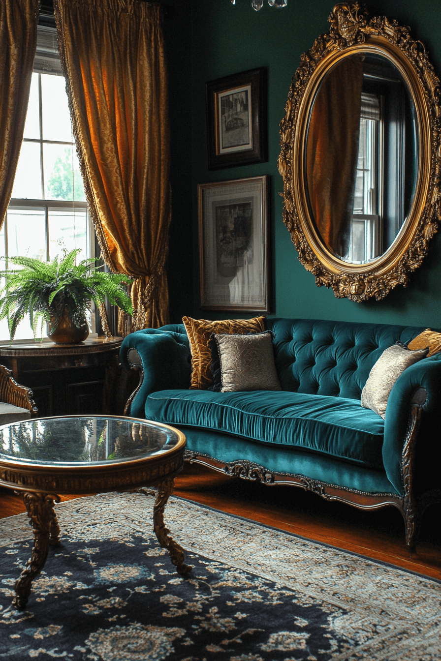 teal couch living room