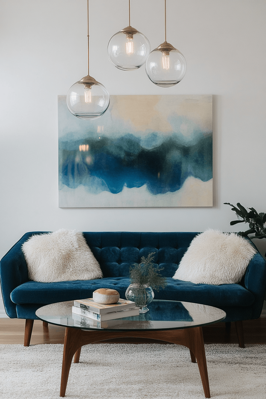 teal couch living room