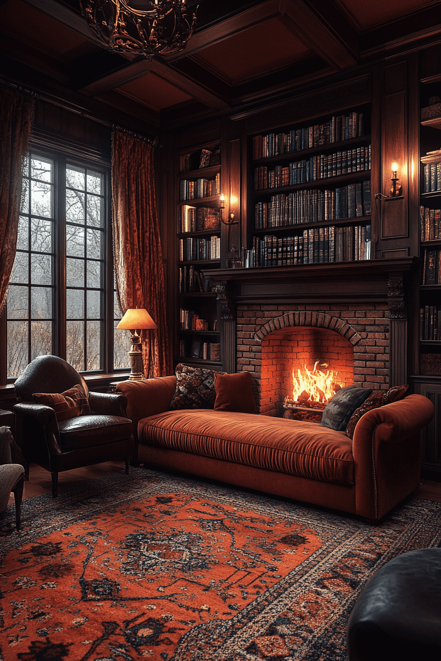 orange couch living room