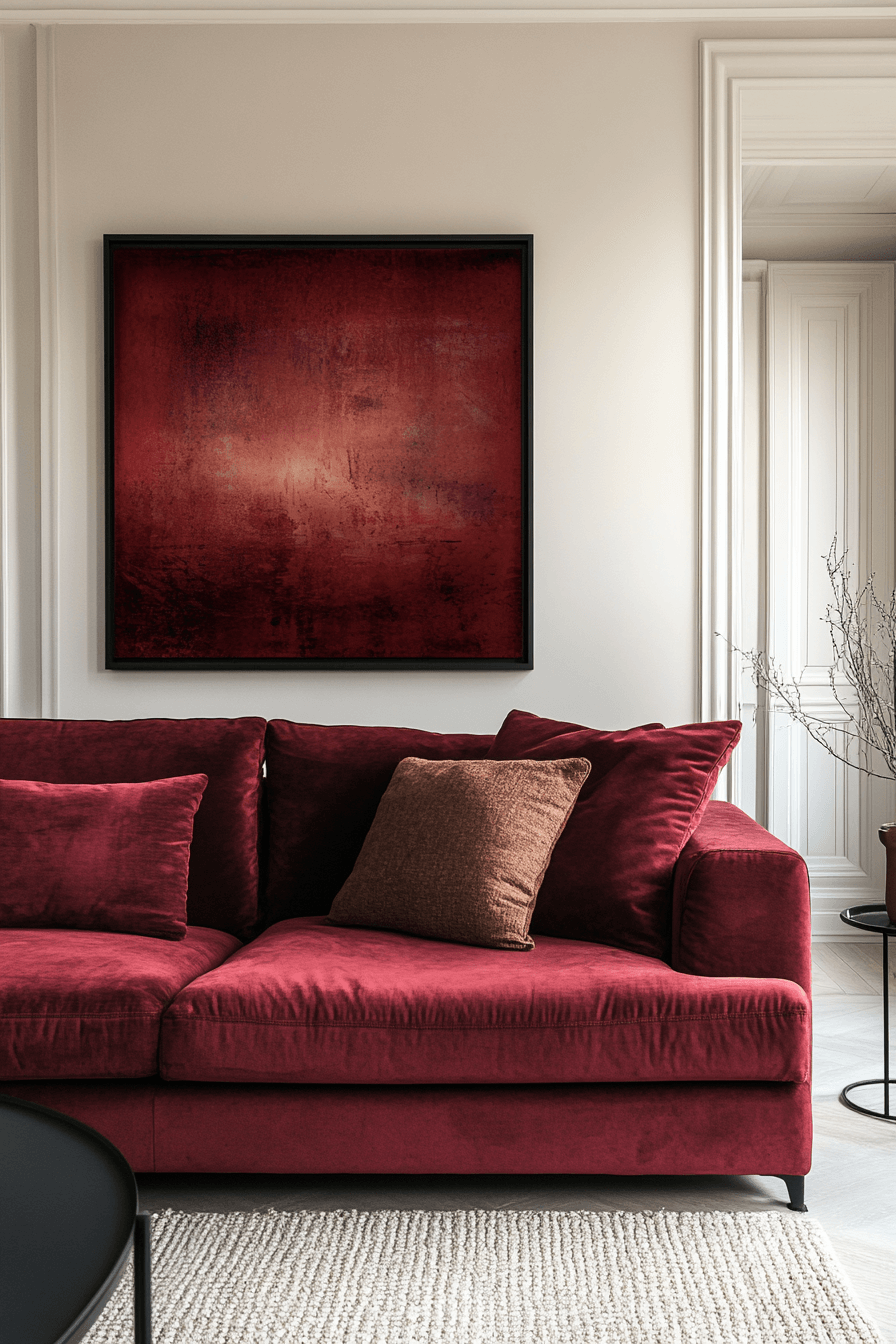 burgundy couch living room