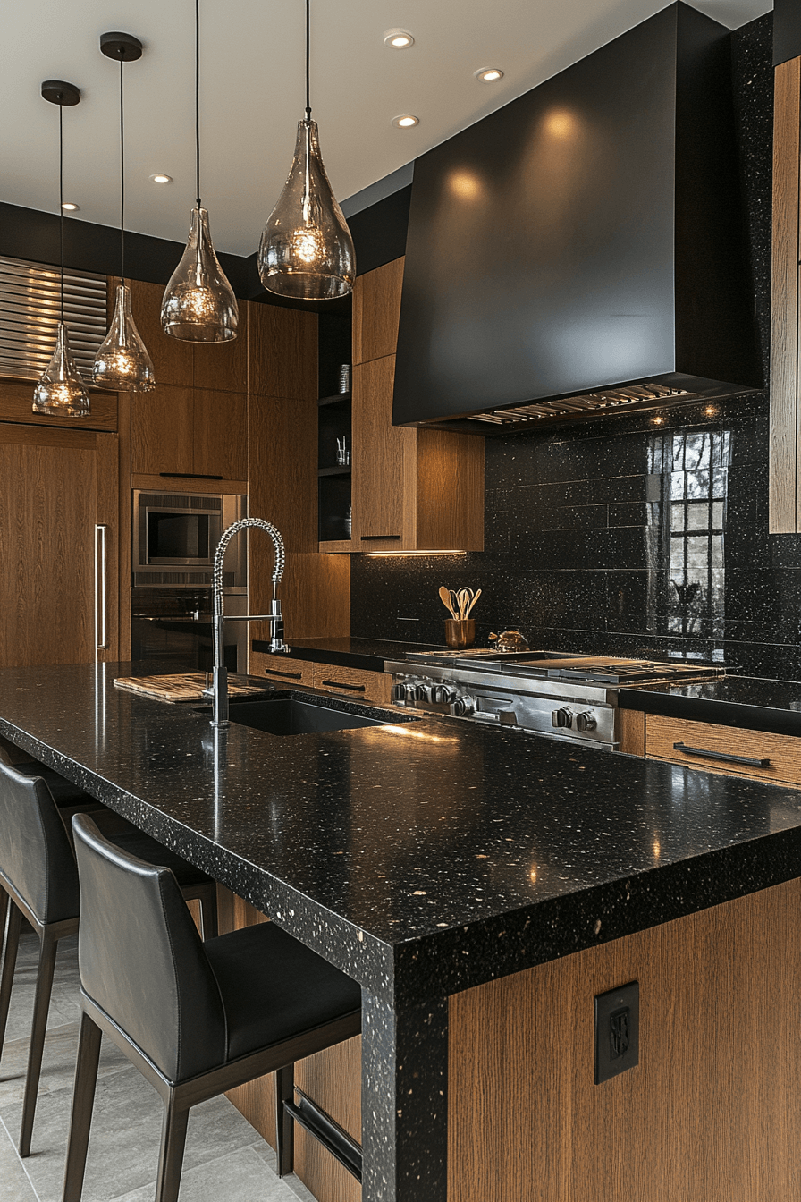 black granite countertops kitchen