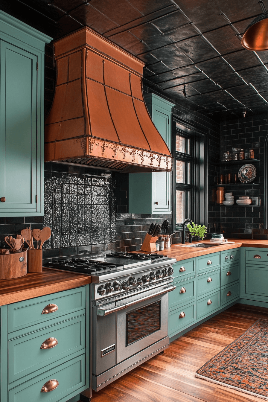 mint green kitchen cabinets
