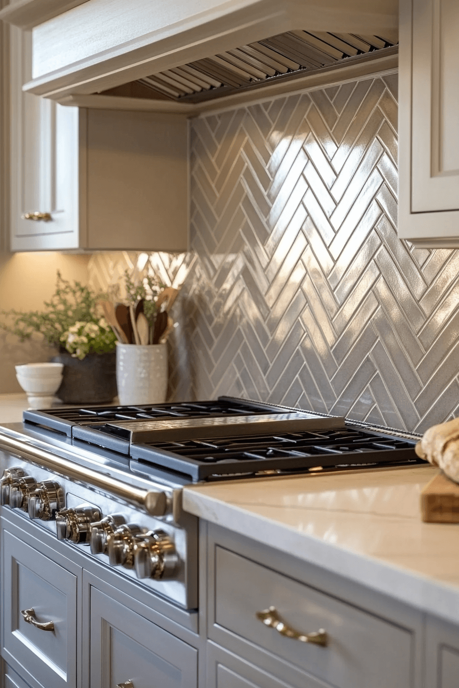 herringbone backsplash