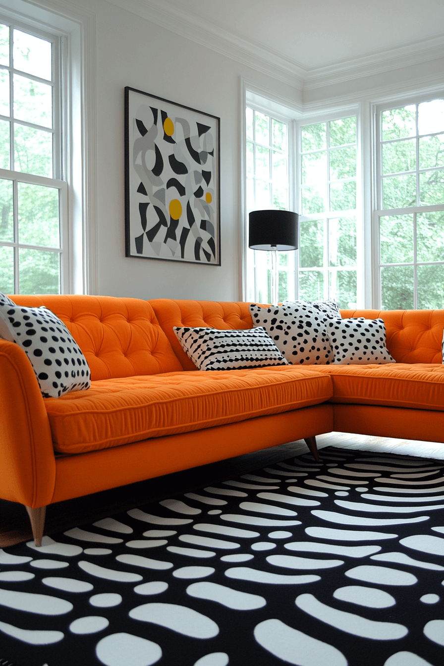 orange couch living room