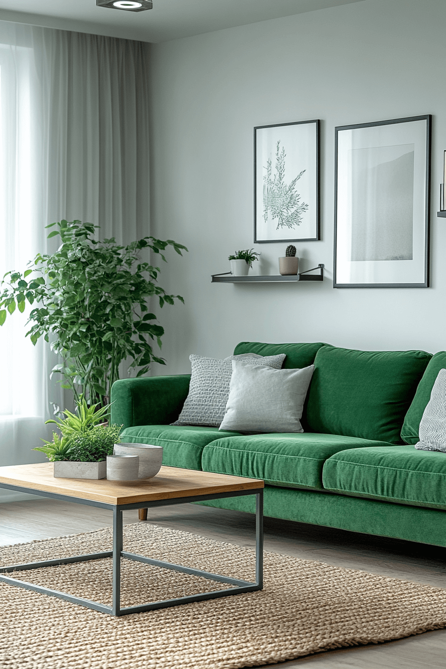 green couch living room ideas