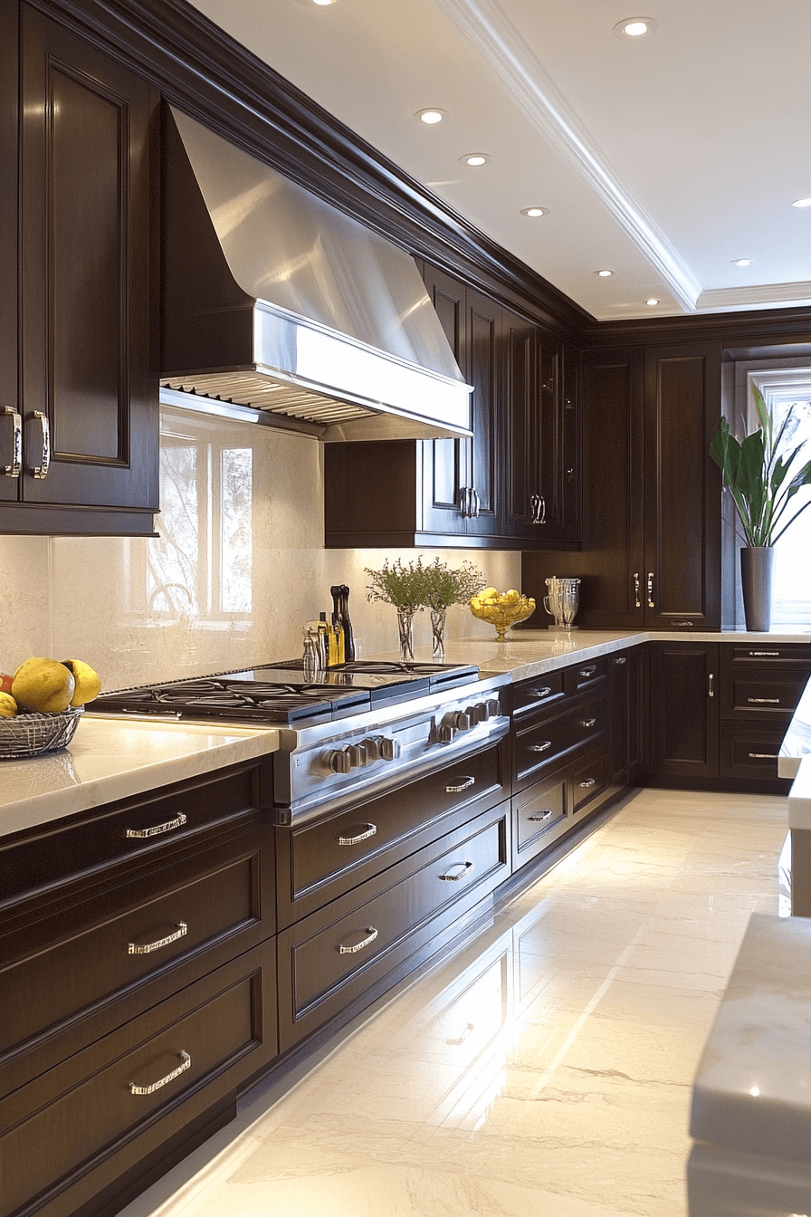 dark walnut kitchen cabinets