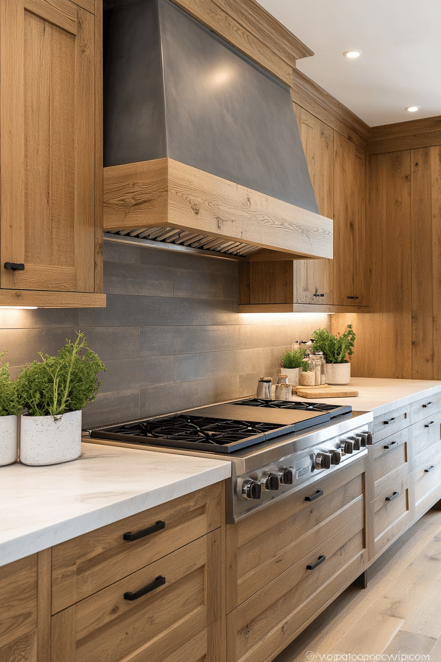 warm wood kitchen cabinets