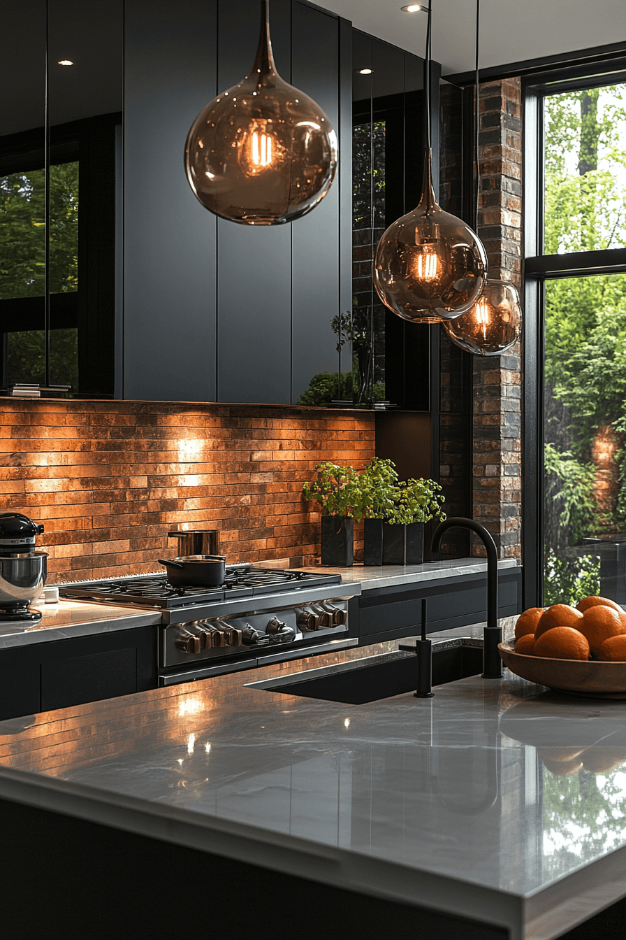 brick backsplash kitchen