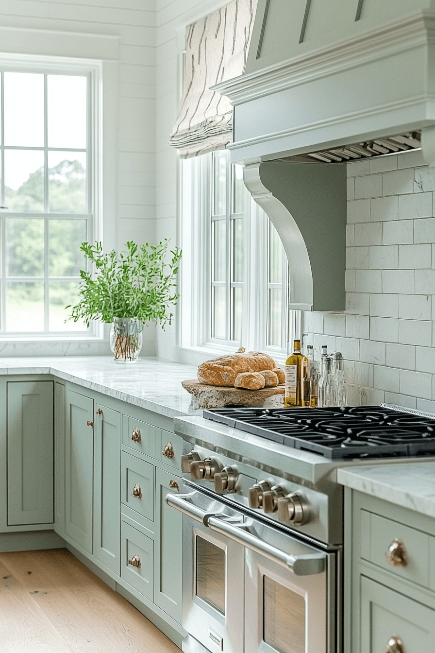 mint green kitchen cabinets
