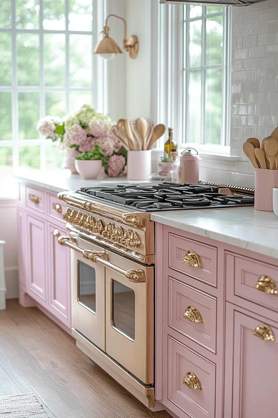 rose gold kitchen cabinets