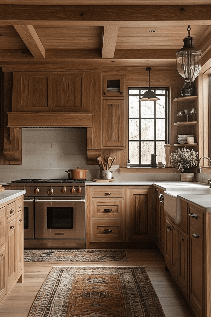 warm wood kitchen cabinets