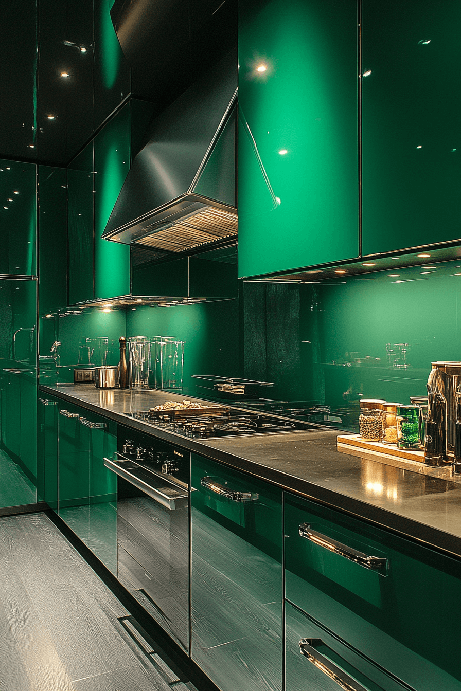 emerald green kitchen cabinets