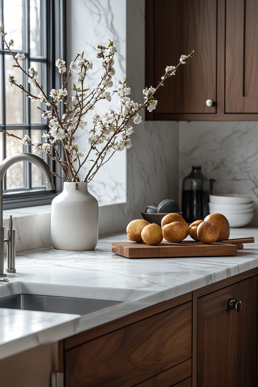 white marble countertops