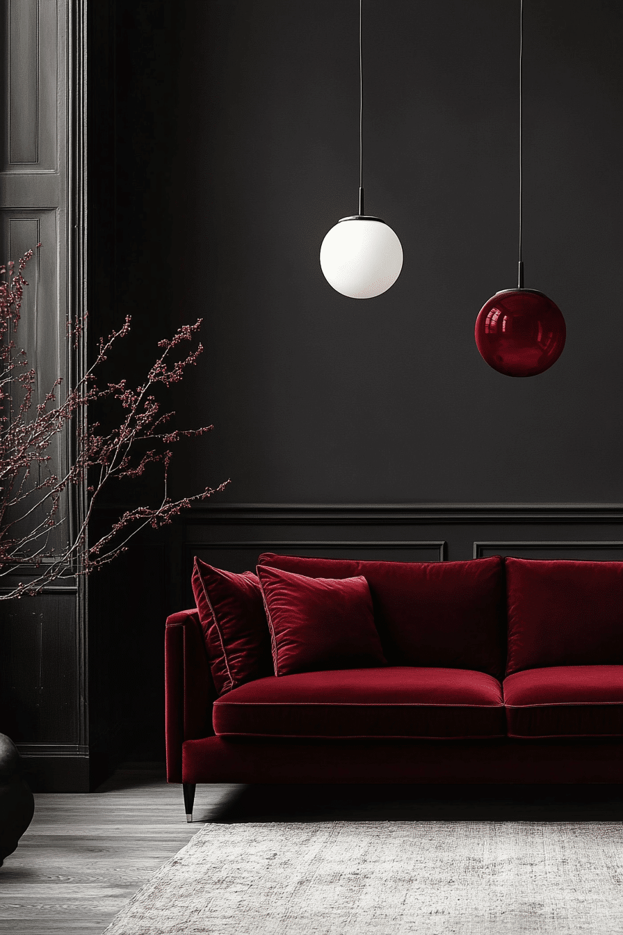 burgundy couch living room
