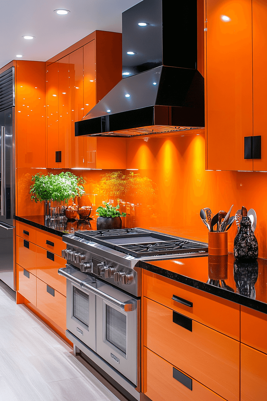 orange kitchen cabinets