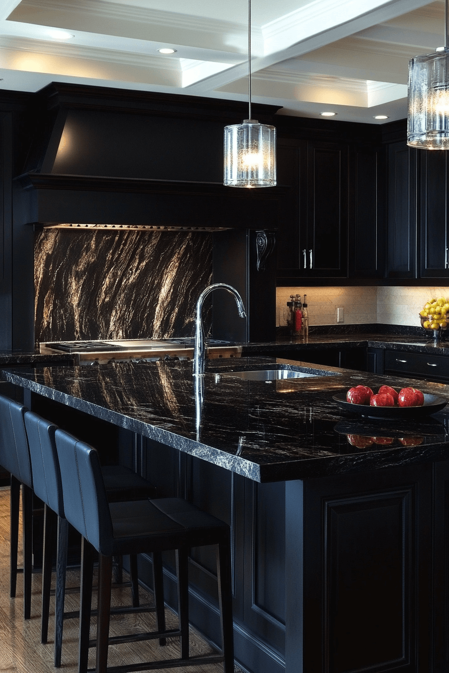 black granite countertops kitchen