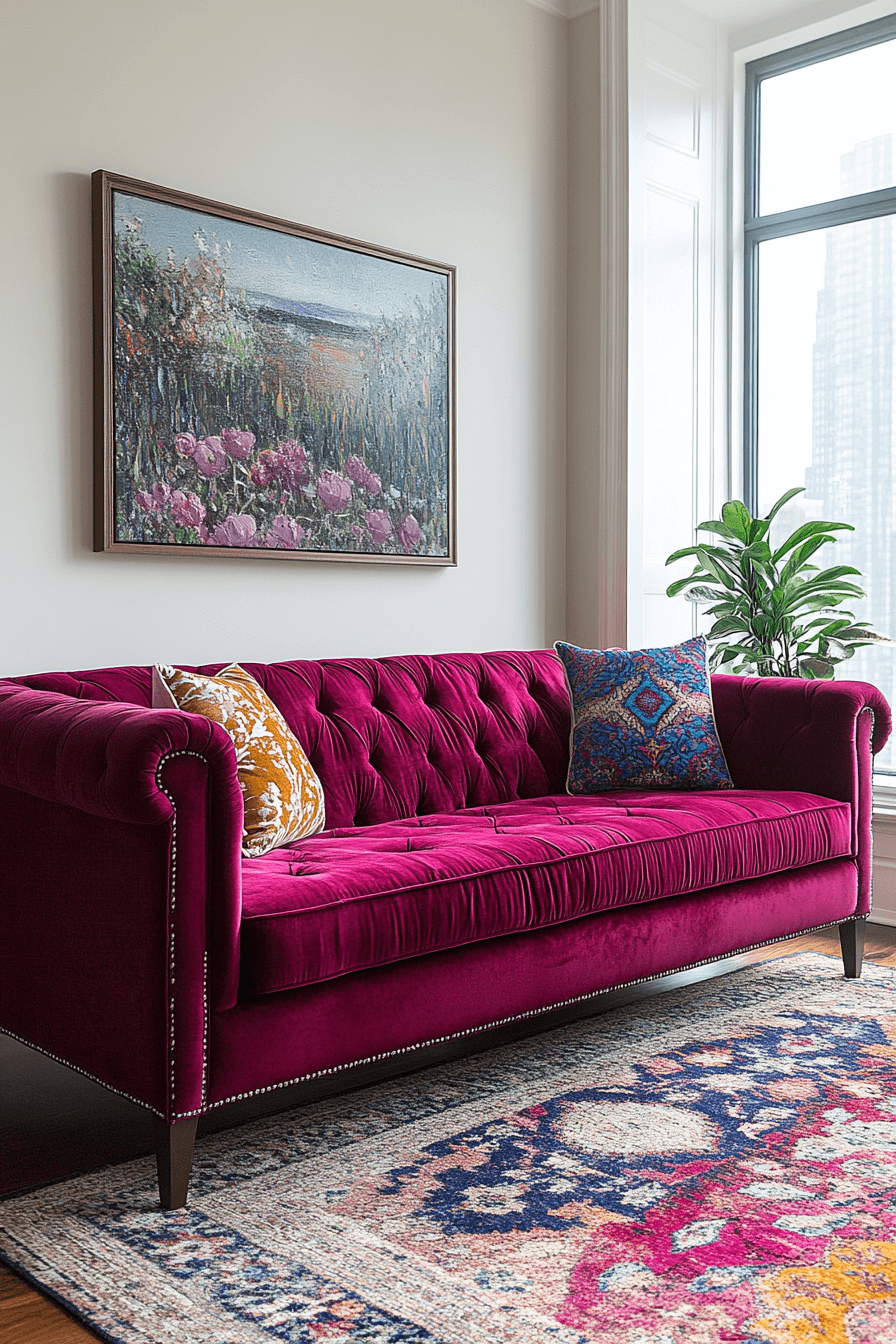 burgundy couch living room