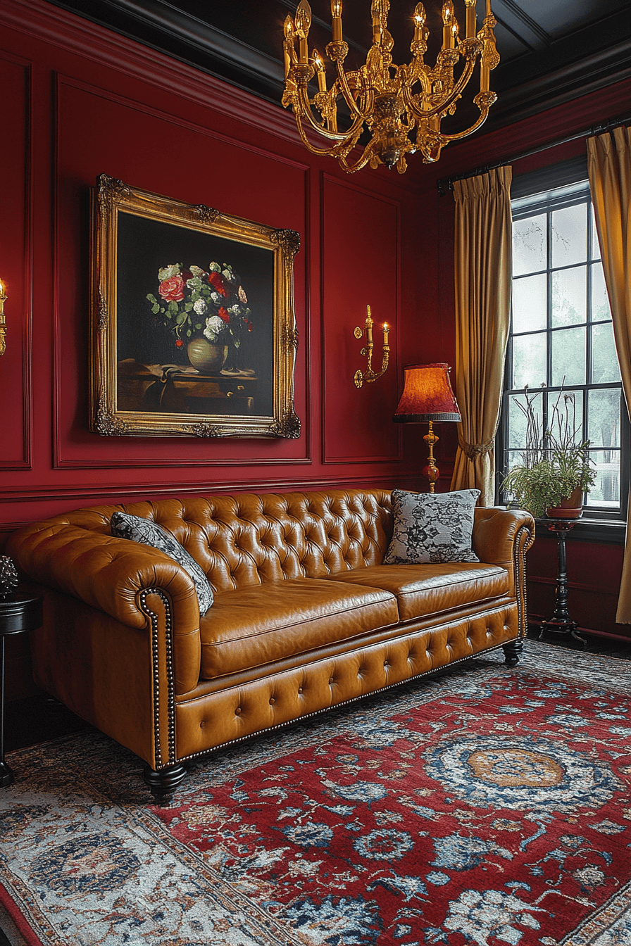 cognac couch living room ideas