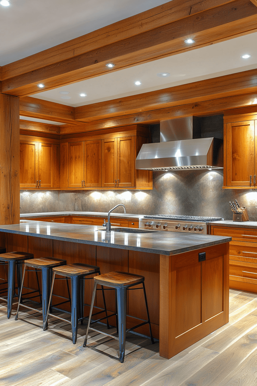 warm wood kitchen cabinets