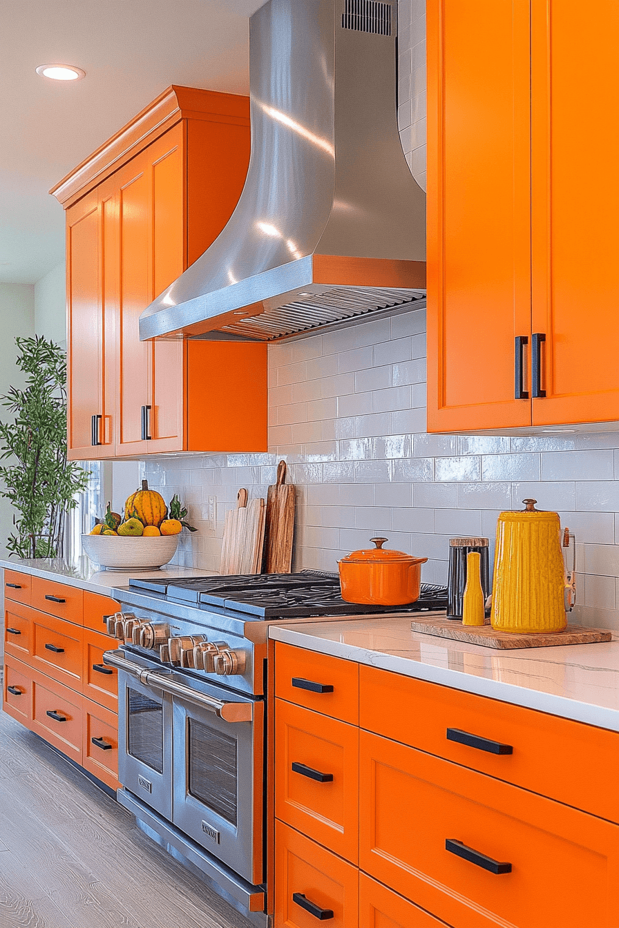 orange kitchen cabinets