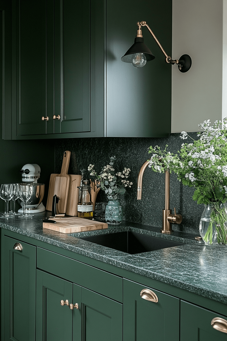 emerald green kitchen cabinets