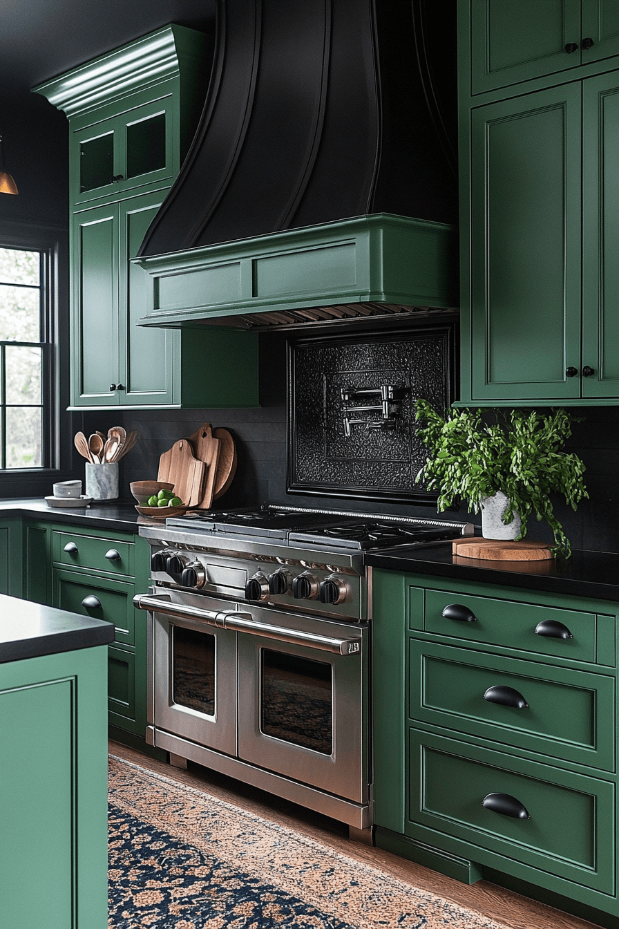 emerald green kitchen cabinets