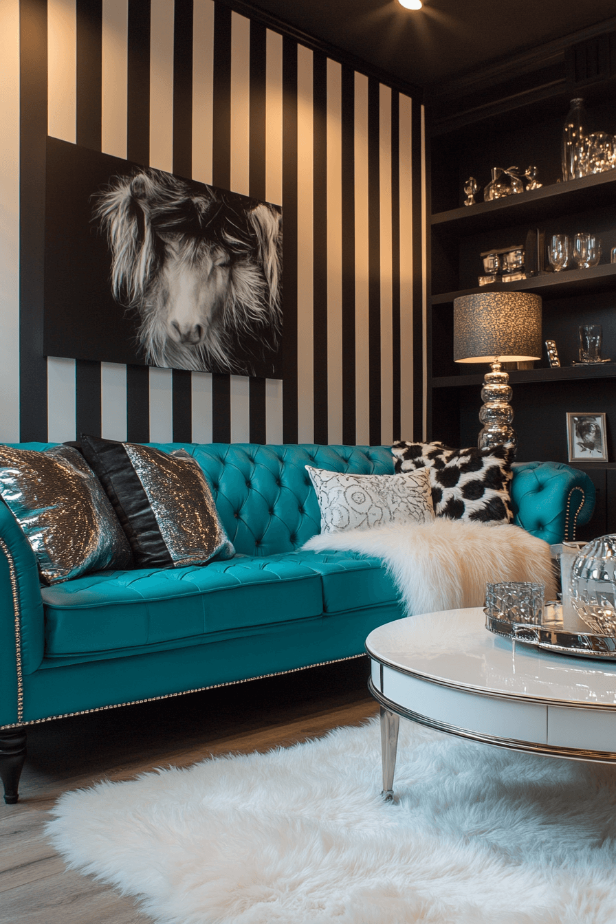 teal couch living room