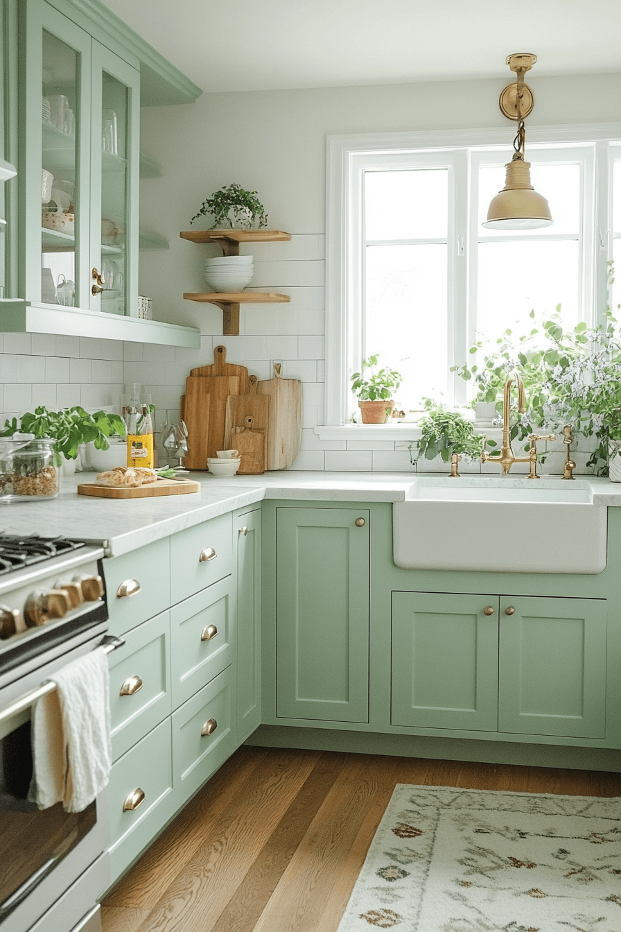 mint green kitchen cabinets