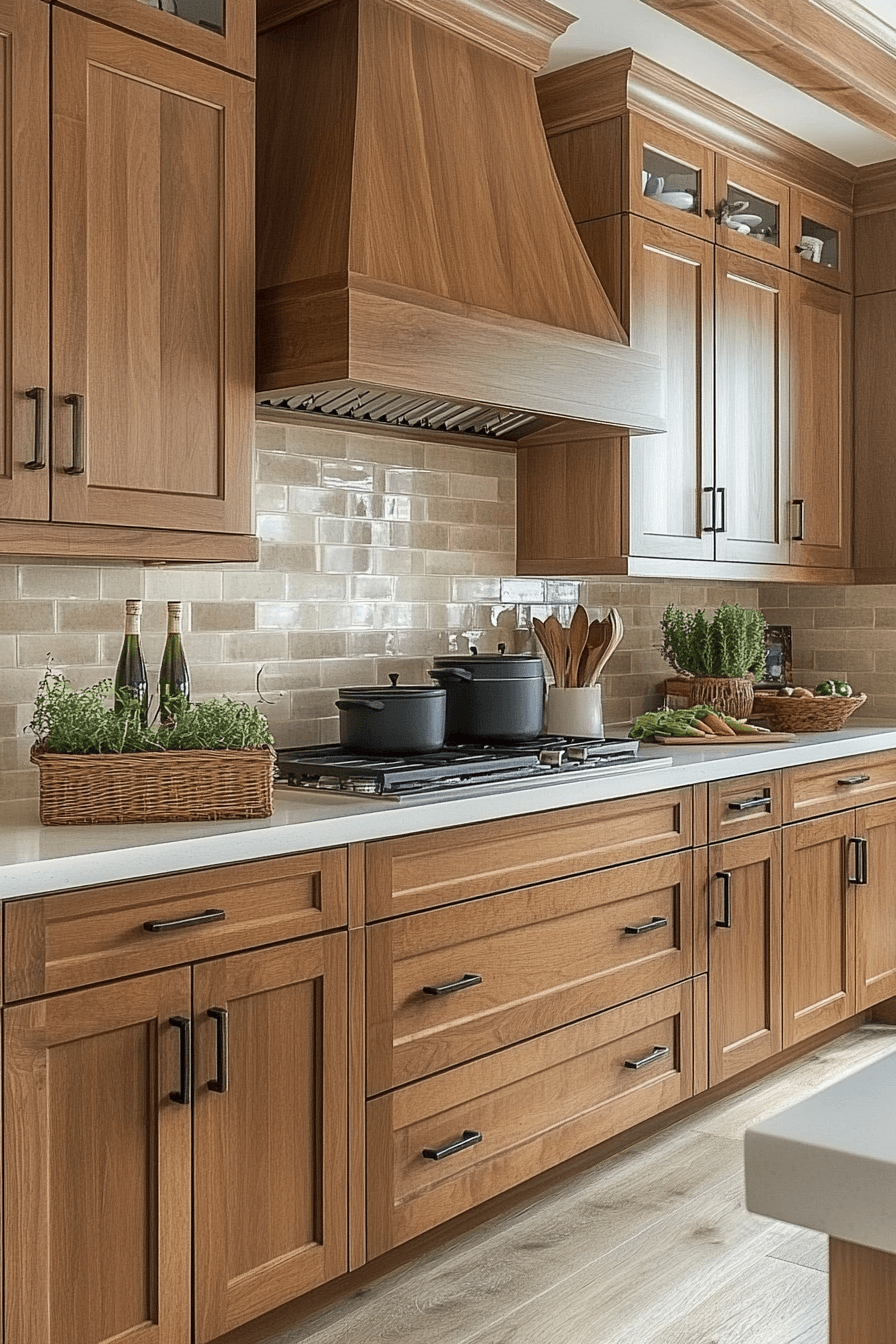 warm wood kitchen cabinets