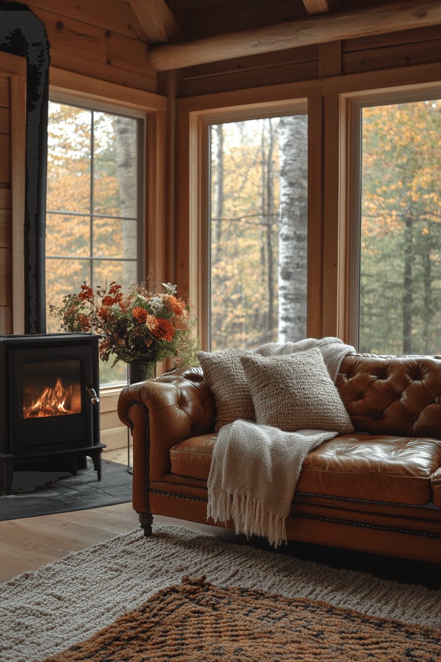 cognac couch living room ideas
