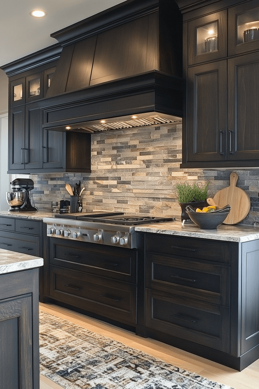 dark walnut kitchen cabinets