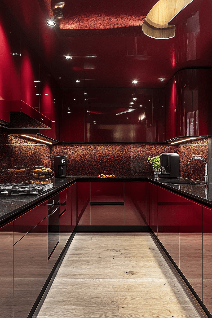 burgundy kitchen cabinets