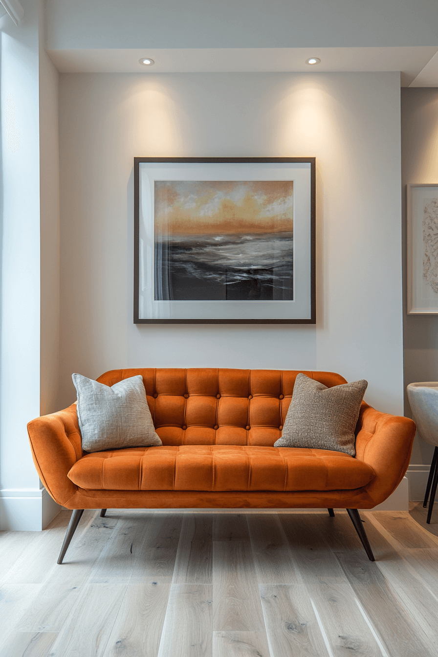 orange couch living room