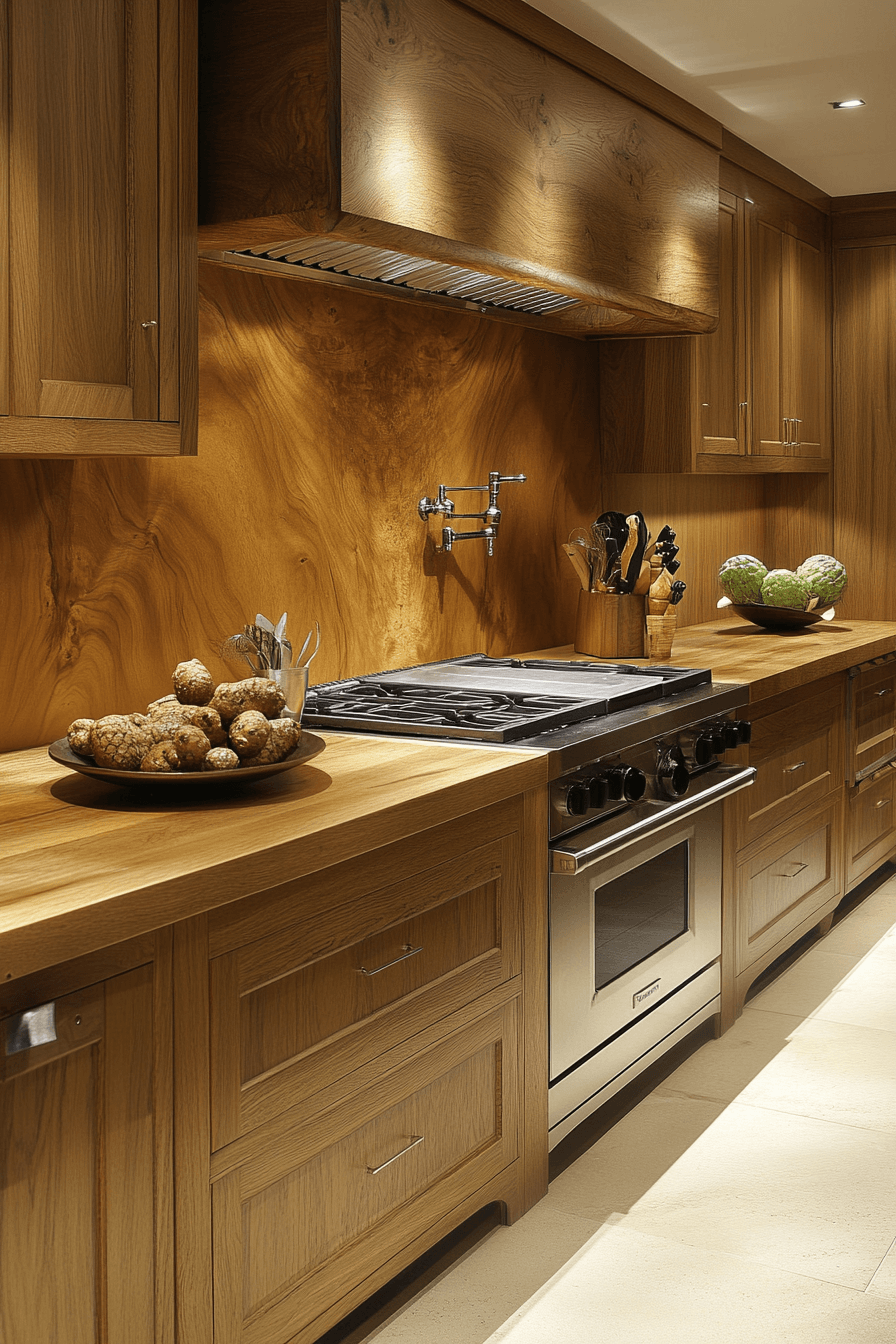 warm wood kitchen cabinets
