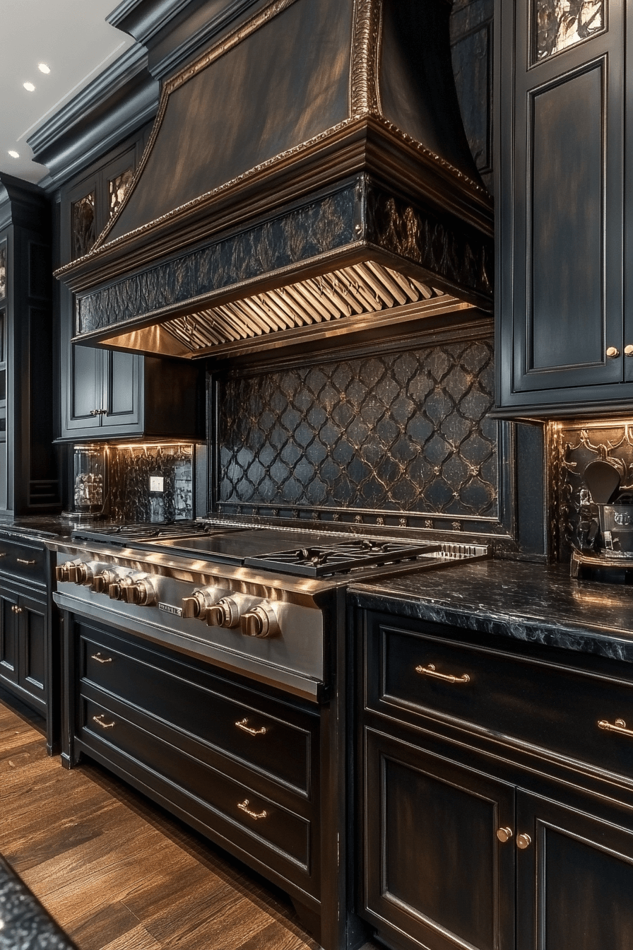 dark stained kitchen cabinets