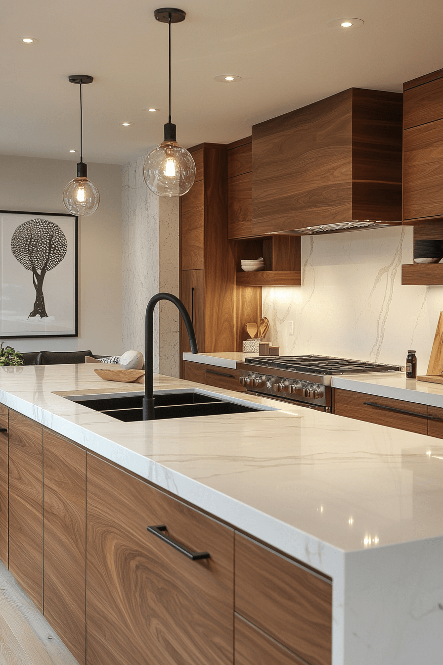 white and wood kitchen cabinets