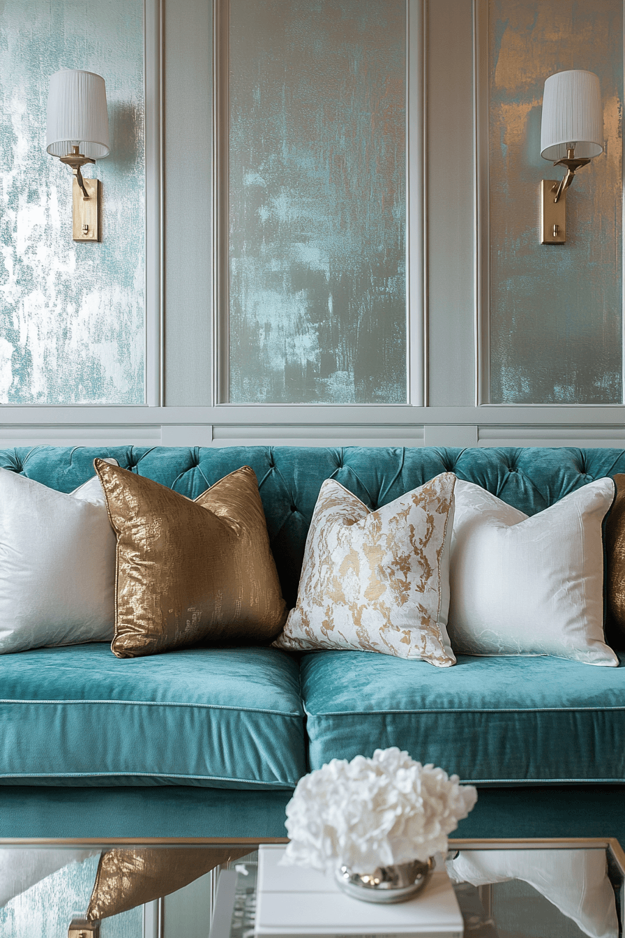 teal couch living room