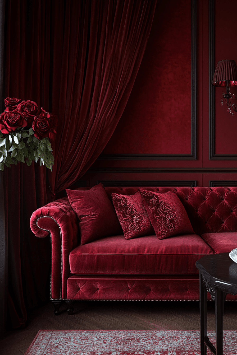 burgundy couch living room